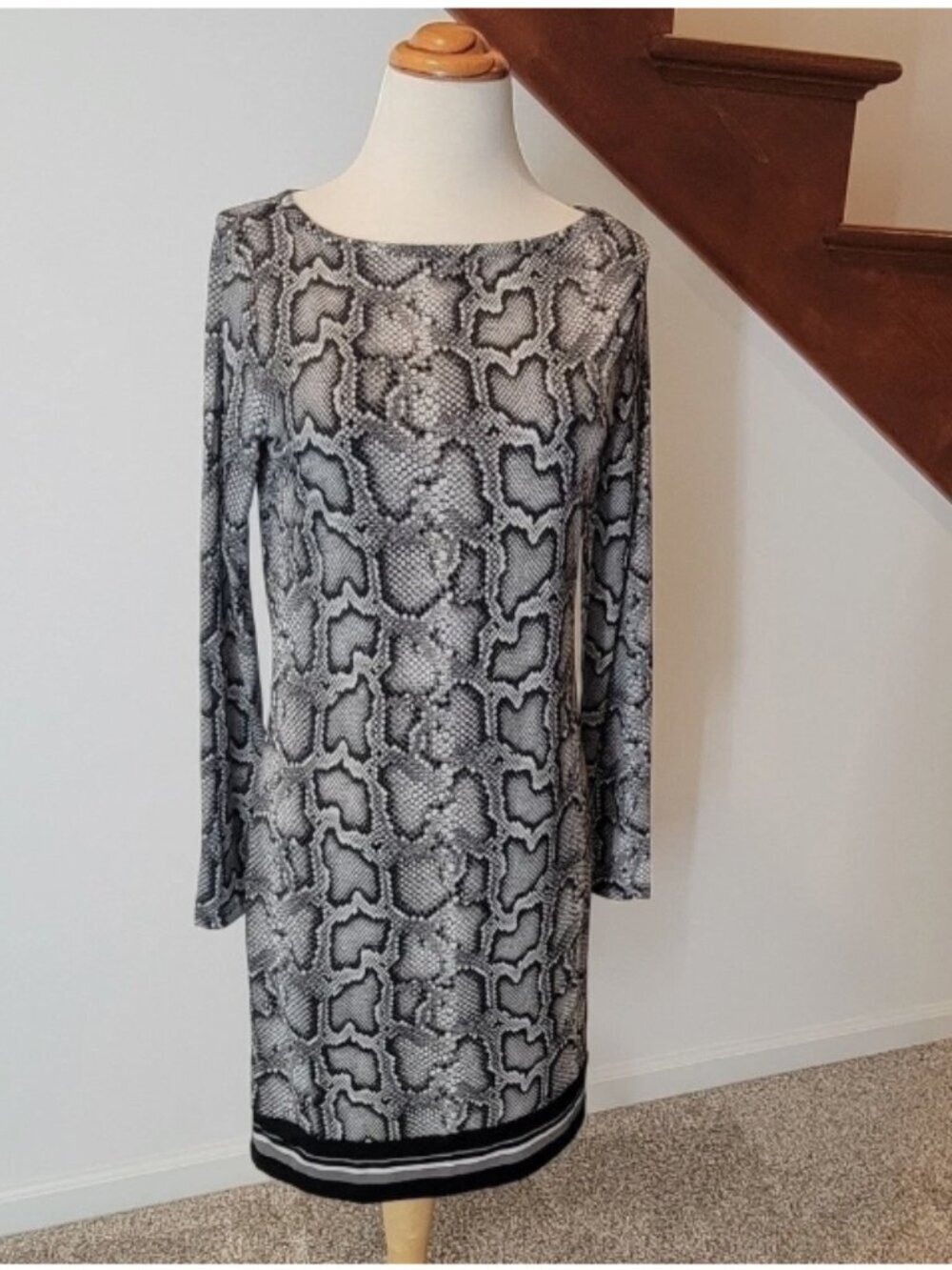 MICHAEL KORS Long Sleeve Sheath Dress Size S GUNMETAL CAPSULE New